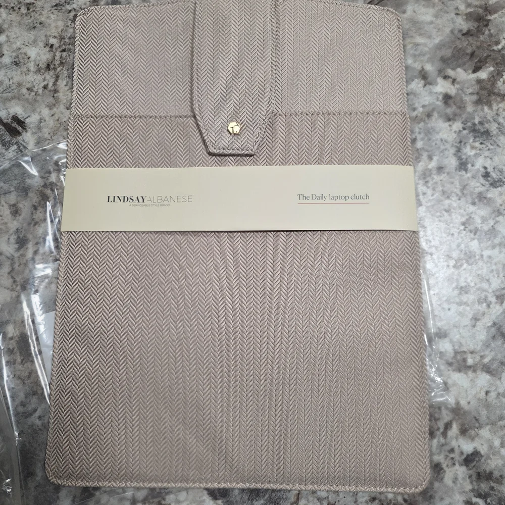 Lindsay Albanese Beige Laptop Clutch Limited Edition